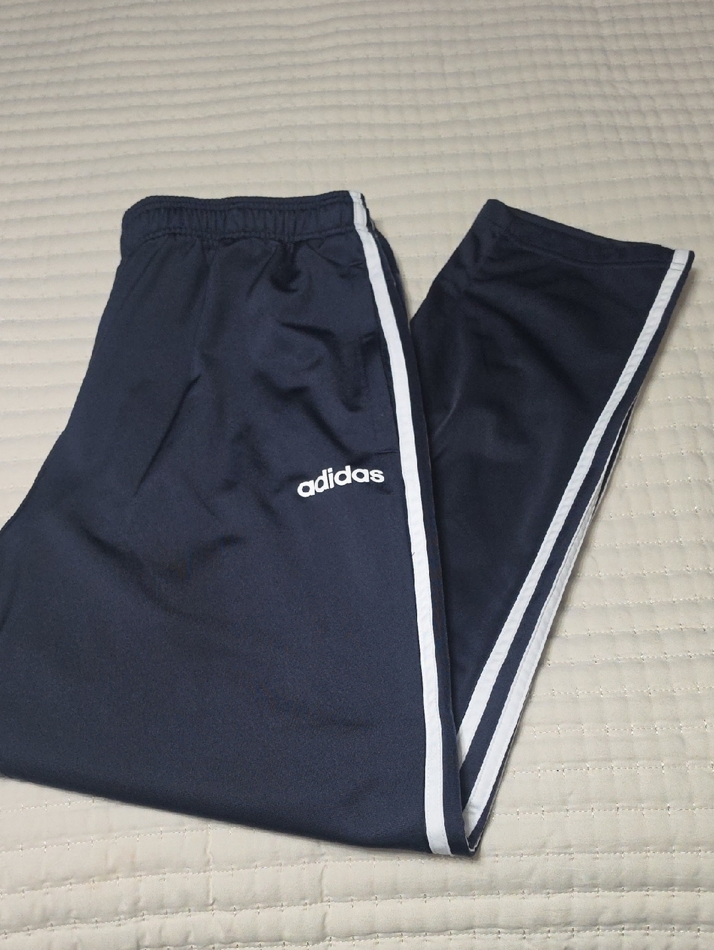 adidas Kids Navy Sweatpants with White Side Stripes